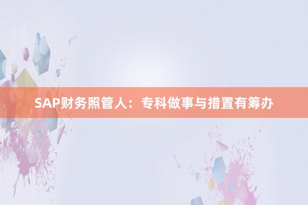 SAP财务照管人:专科做事与措置有筹办